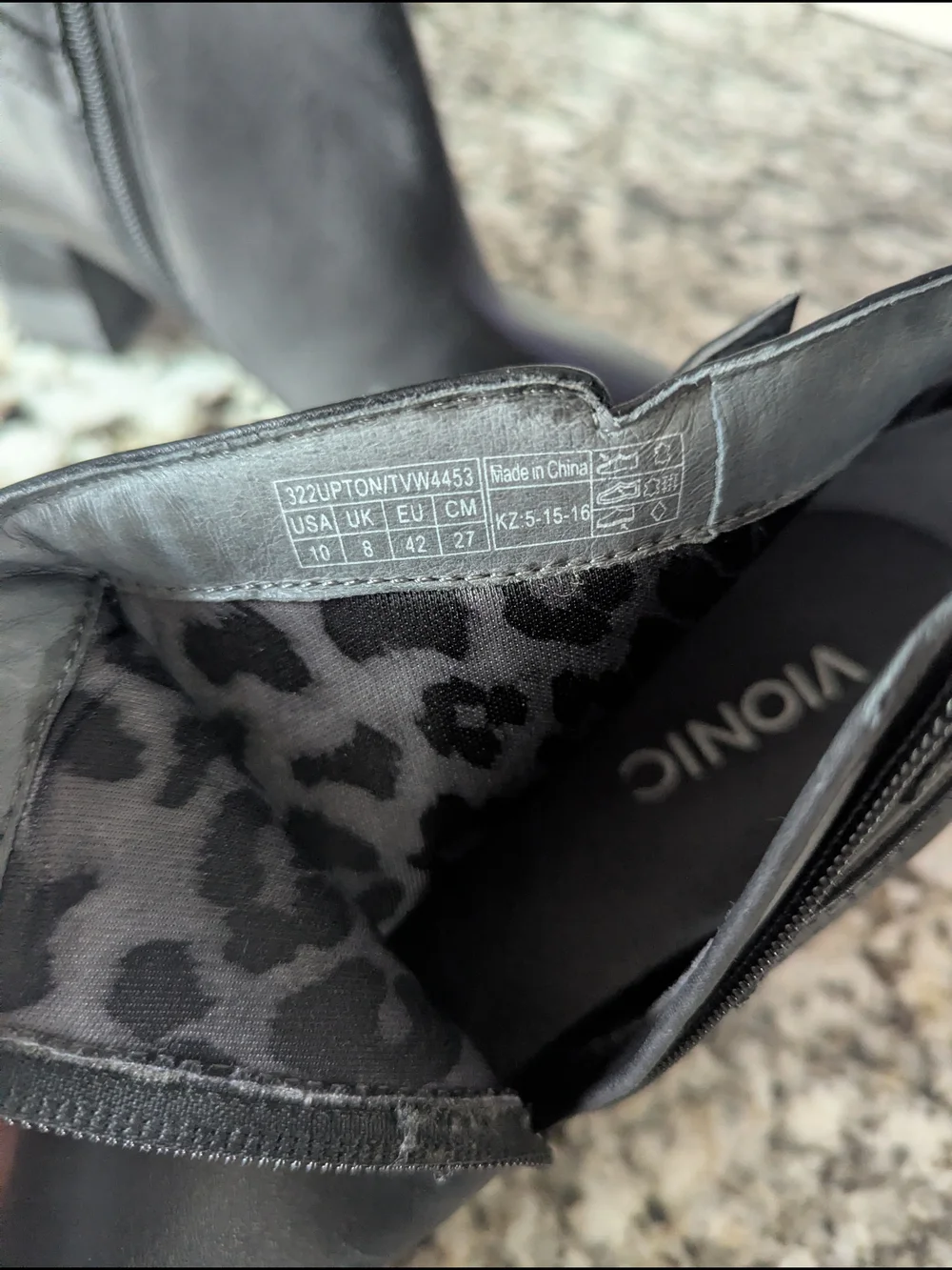 Vionic Black Leather Ankle Booties with Side Buckle